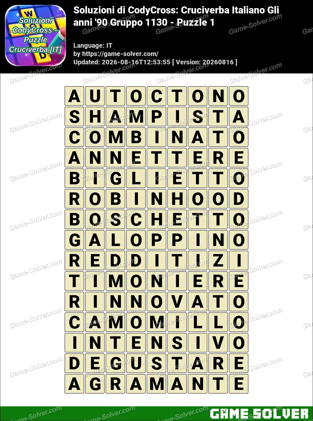 Soluzioni di CodyCross: Cruciverba Italiano Gli anni ’90 Gruppo 1130 – Puzzle 1